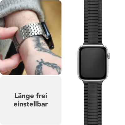 NALIA Chronos Edelstahl Armband kompatibel mit Apple Watch Armband SE iWatch Series 10 9 8 7 6 5 4 3 2 1 38/40/41/42mm, Magnetisches Loop-Armband aus Metall mit Schnellverschluss Nachtschwarz NALIA Metall Armband