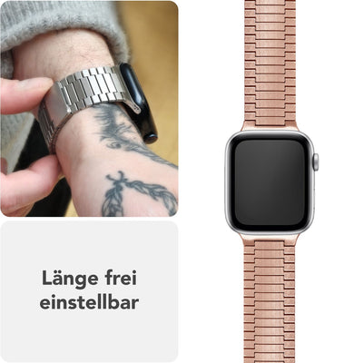 NALIA Chronos Edelstahl Armband kompatibel mit Apple Watch Armband SE iWatch Series 10 9 8 7 6 5 4 3 2 1 38/40/41/42mm, Magnetisches Loop-Armband aus Metall mit Schnellverschluss Kupferrosé NALIA Metall Armband