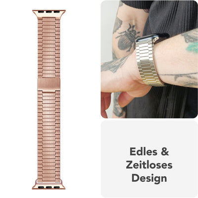 NALIA Chronos Edelstahl Armband kompatibel mit Apple Watch Armband SE iWatch Series 10 9 8 7 6 5 4 3 2 1 38/40/41/42mm, Magnetisches Loop-Armband aus Metall mit Schnellverschluss Kupferrosé NALIA Metall Armband