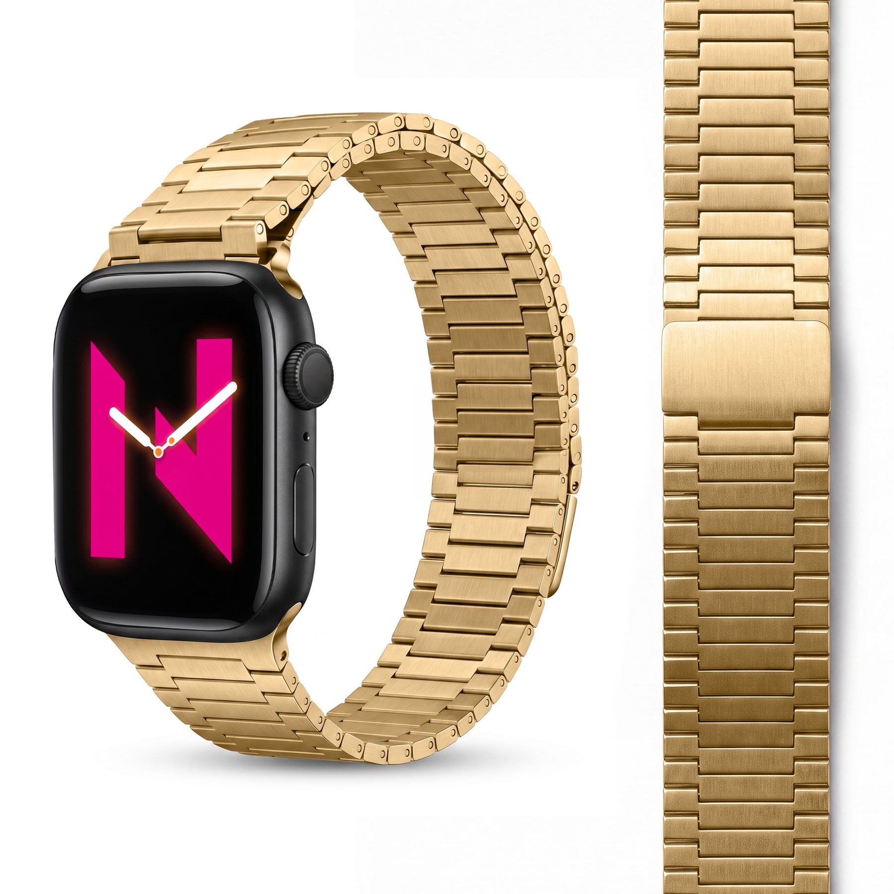 NALIA Chronos Edelstahl Armband kompatibel mit Apple Watch Armband SE iWatch Series 10 9 8 7 6 5 4 3 2 1 38/40/41/42mm, Magnetisches Loop-Armband aus Metall mit Schnellverschluss Sonnengold NALIA Metall Armband