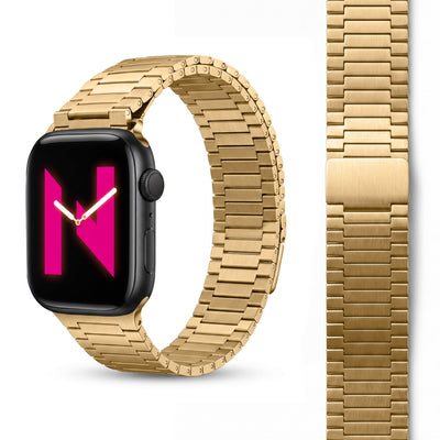 NALIA Chronos Edelstahl Armband kompatibel mit Apple Watch Armband SE iWatch Series 10 9 8 7 6 5 4 3 2 1 38/40/41/42mm, Magnetisches Loop-Armband aus Metall mit Schnellverschluss Sonnengold NALIA Metall Armband