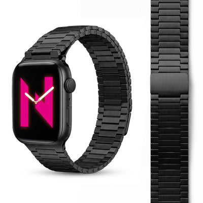 NALIA Chronos Edelstahl Armband kompatibel mit Apple Watch Armband SE iWatch Series 10 9 8 7 6 5 4 3 2 1 38/40/41/42mm, Magnetisches Loop-Armband aus Metall mit Schnellverschluss Nachtschwarz NALIA Metall Armband