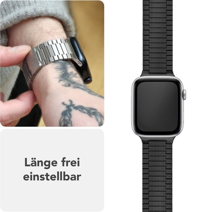 NALIA Chronos Edelstahl Armband für Apple Watch Ultra/SE/10/9/8/7/6/5/4/3/2/1, Gehäusegröße 42/44/45/46/49mm, Magnetisches Metall Loop Ersatzarmband Nachtschwarz NALIA Metall Armband