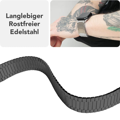 NALIA Chronos Edelstahl Armband für Apple Watch Ultra/SE/10/9/8/7/6/5/4/3/2/1, Gehäusegröße 42/44/45/46/49mm, Magnetisches Metall Loop Ersatzarmband Nachtschwarz NALIA Metall Armband