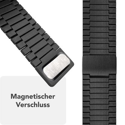 NALIA Chronos Edelstahl Armband für Apple Watch Ultra/SE/10/9/8/7/6/5/4/3/2/1, Gehäusegröße 42/44/45/46/49mm, Magnetisches Metall Loop Ersatzarmband Nachtschwarz NALIA Metall Armband