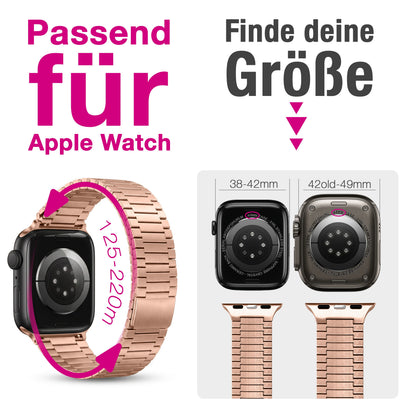 NALIA Chronos Metall Armband kompatibel mit Apple Watch Armband Ultra/SE iWatch Series 10 9 8 7 6 5 4 3 2 1, 42/44/45/46/49mm, Edelstahl Loop-Armband Magnetverschluss, Rostfrei Kupferrosé NALIA Metall Armband