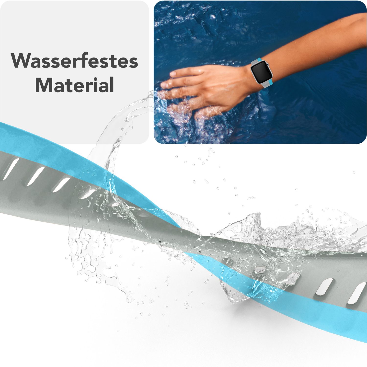 NALIA Motion Armband für Apple Watch SE/10/9/8/7/6/5/4/3/2/1, Gehäusegröße 38/40/41/42mm, Soft Silikon Ersatz Sportarmband mit Steck-Pin Verschluss