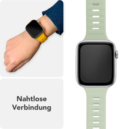 NALIA Motion Armband für Apple Watch SE/10/9/8/7/6/5/4/3/2/1, Gehäusegröße 38/40/41/42mm, Soft Silikon Ersatz Sportarmband mit Steck-Pin Verschluss