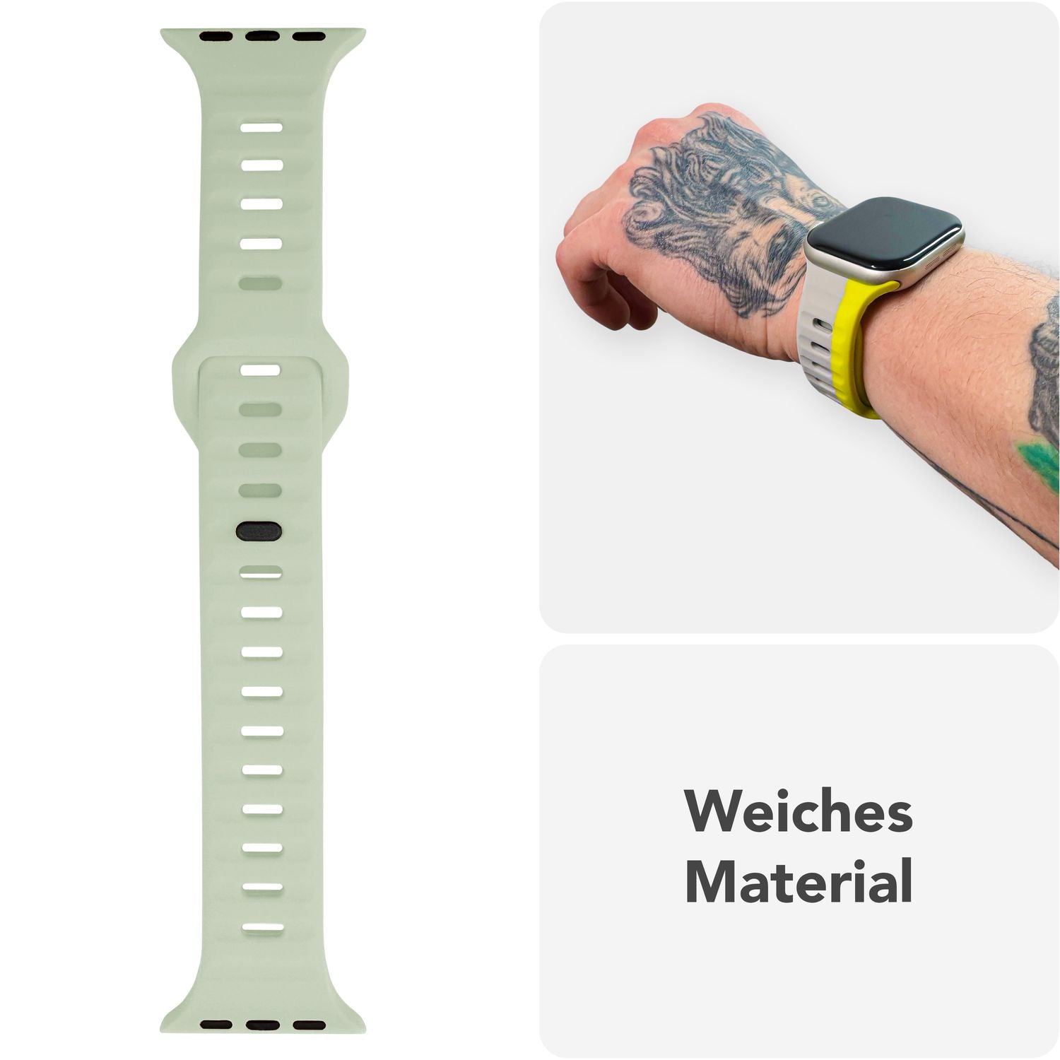 NALIA Motion Armband für Apple Watch SE/10/9/8/7/6/5/4/3/2/1, Gehäusegröße 38/40/41/42mm, Soft Silikon Ersatz Sportarmband mit Steck-Pin Verschluss