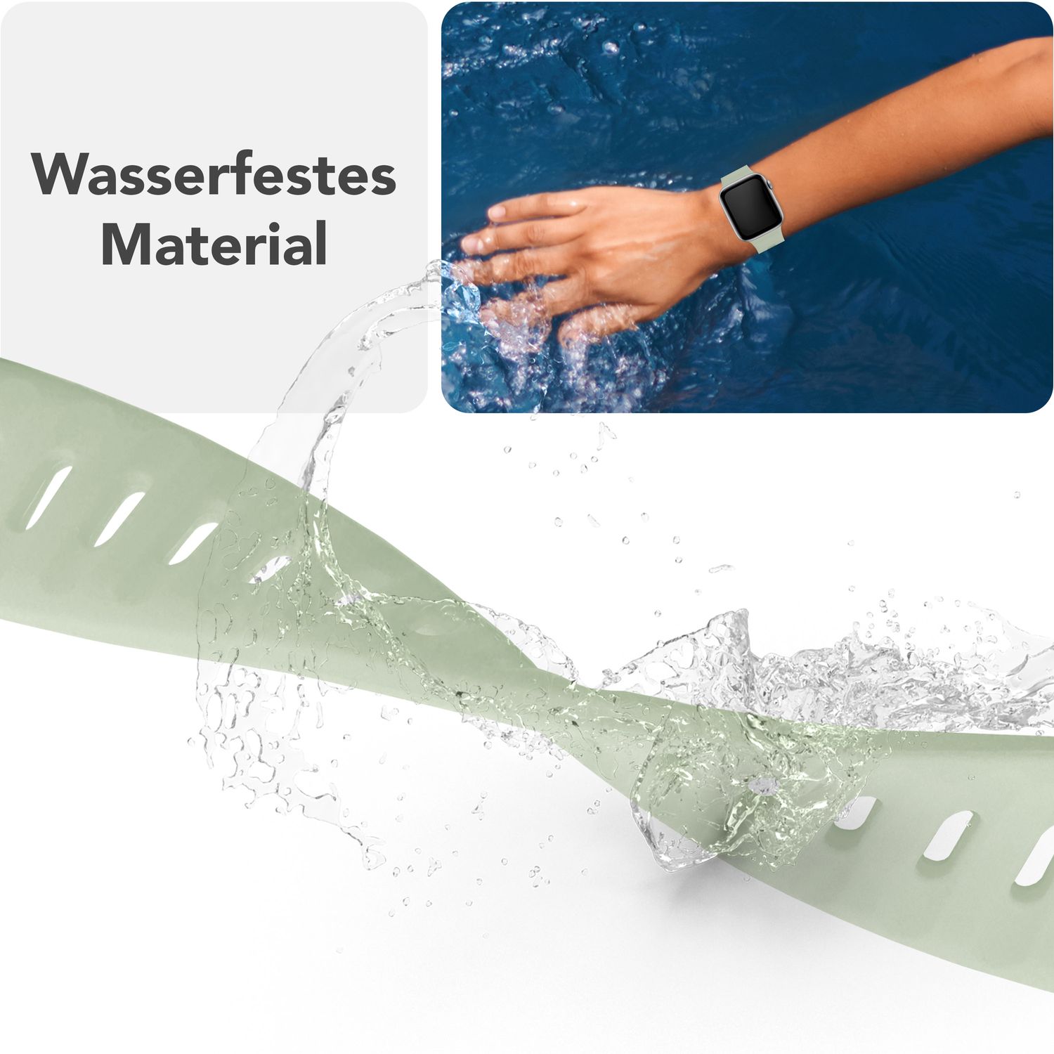 NALIA Motion Armband für Apple Watch SE/10/9/8/7/6/5/4/3/2/1, Gehäusegröße 38/40/41/42mm, Soft Silikon Ersatz Sportarmband mit Steck-Pin Verschluss