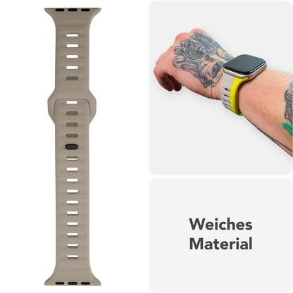 NALIA Motion Armband für Apple Watch SE/10/9/8/7/6/5/4/3/2/1, Gehäusegröße 38/40/41/42mm, Soft Silikon Ersatz Sportarmband mit Steck-Pin Verschluss