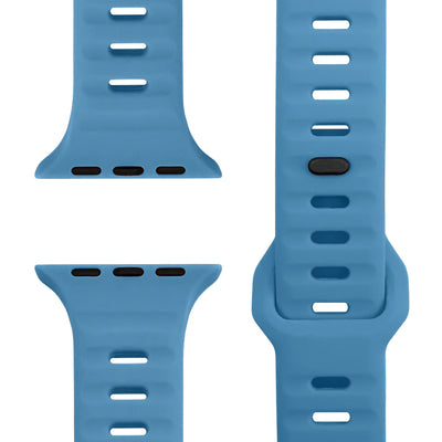 NALIA Motion Silikon Armband kompatibel mit Apple Watch Armband iWatch Series Ultra/SE 10 9 8 7 6 5 4 3 2 1, 42/44/45/46/49mm, Ersatzarmband Sportarmband Steck-Pin Verschluss Azurblau NALIA Silikon Armband