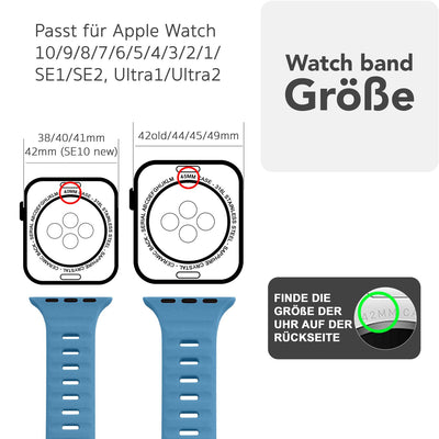 NALIA Motion Silikon Armband kompatibel mit Apple Watch Armband iWatch Series Ultra/SE 10 9 8 7 6 5 4 3 2 1, 42/44/45/46/49mm, Ersatzarmband Sportarmband Steck-Pin Verschluss Azurblau NALIA Silikon Armband