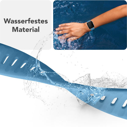 NALIA Motion Armband für Apple Watch Ultra/SE/10/9/8/7/6/5/4/3/2/1, Gehäusegröße 42/44/45/46/49mm, Soft Silikon Ersatz Sportarmband mit Steck-Pin Verschluss Azurblau NALIA Silikon Armband