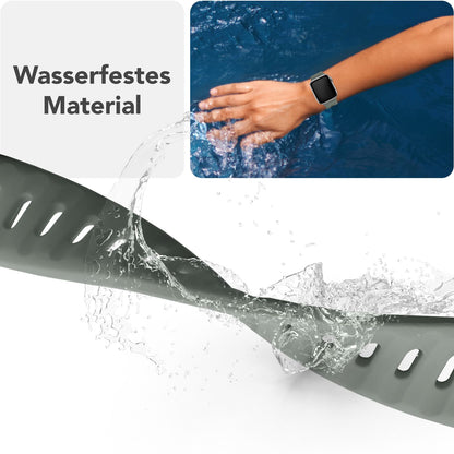 NALIA Motion Armband für Apple Watch Ultra/SE/10/9/8/7/6/5/4/3/2/1, Gehäusegröße 42/44/45/46/49mm, Soft Silikon Ersatz Sportarmband mit Steck-Pin Verschluss Graphitgrau NALIA Silikon Armband