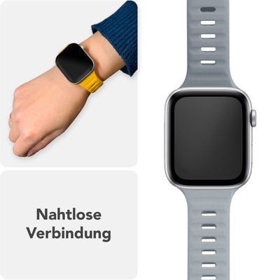 NALIA Motion Silikon Armband kompatibel mit Apple Watch Armband iWatch Series Ultra/SE 10 9 8 7 6 5 4 3 2 1, 42/44/45/46/49mm, Ersatzarmband Sportarmband Steck-Pin Verschluss Sandgrau NALIA Silikon Armband