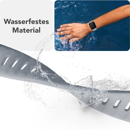 NALIA Motion Armband für Apple Watch Ultra/SE/10/9/8/7/6/5/4/3/2/1, Gehäusegröße 42/44/45/46/49mm, Soft Silikon Ersatz Sportarmband mit Steck-Pin Verschluss Sandgrau NALIA Silikon Armband