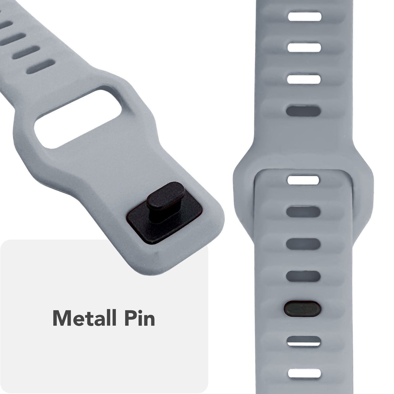 NALIA Motion Armband für Apple Watch Ultra/SE/10/9/8/7/6/5/4/3/2/1, Gehäusegröße 42/44/45/46/49mm, Soft Silikon Ersatz Sportarmband mit Steck-Pin Verschluss Sandgrau NALIA Silikon Armband