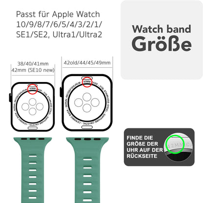 NALIA Motion Armband für Apple Watch Ultra/SE/10/9/8/7/6/5/4/3/2/1, Gehäusegröße 42/44/45/46/49mm, Soft Silikon Ersatz Sportarmband mit Steck-Pin Verschluss Fichtengrün NALIA Silikon Armband