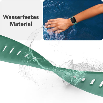 NALIA Motion Armband für Apple Watch Ultra/SE/10/9/8/7/6/5/4/3/2/1, Gehäusegröße 42/44/45/46/49mm, Soft Silikon Ersatz Sportarmband mit Steck-Pin Verschluss Fichtengrün NALIA Silikon Armband