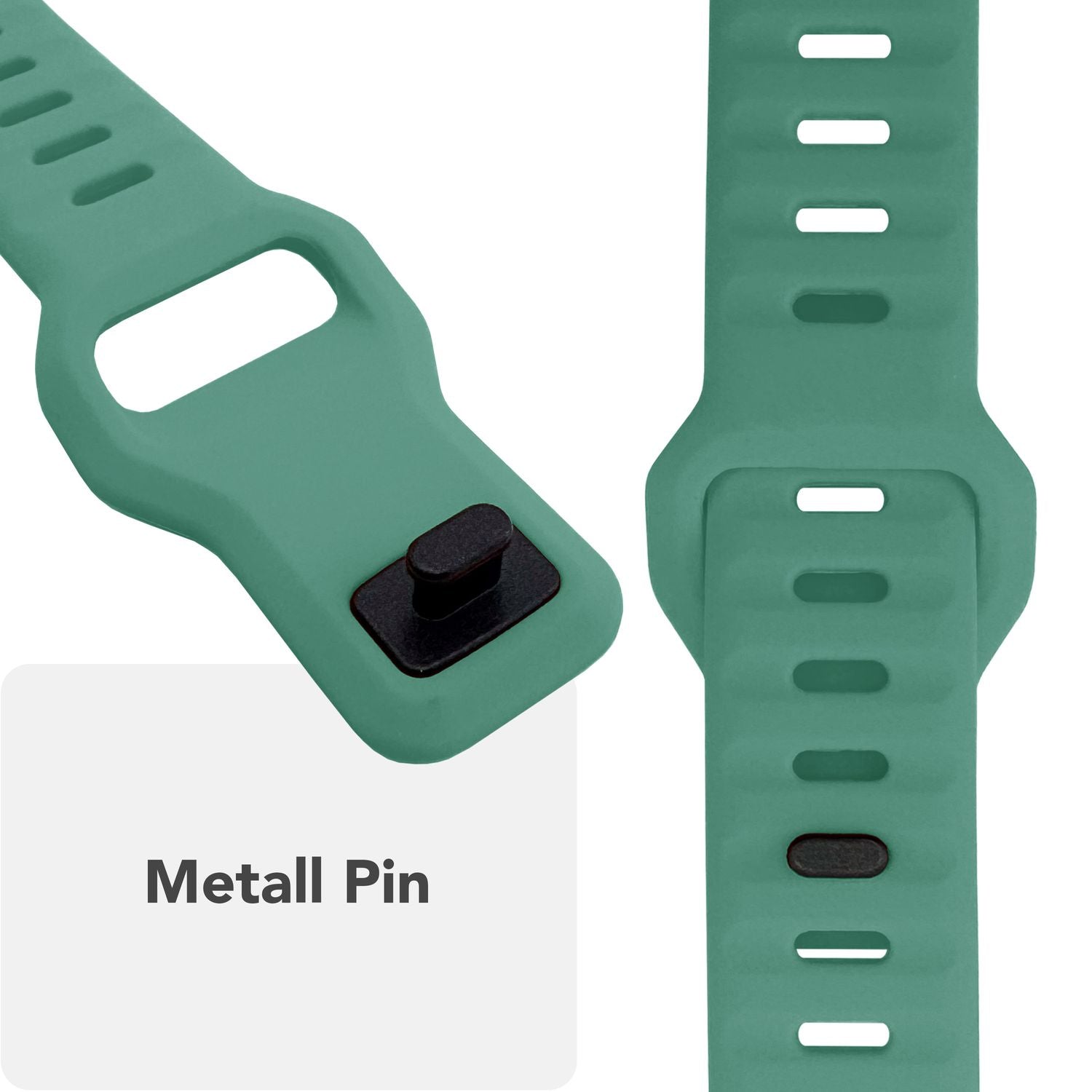 NALIA Motion Armband für Apple Watch Ultra/SE/10/9/8/7/6/5/4/3/2/1, Gehäusegröße 42/44/45/46/49mm, Soft Silikon Ersatz Sportarmband mit Steck-Pin Verschluss Fichtengrün NALIA Silikon Armband