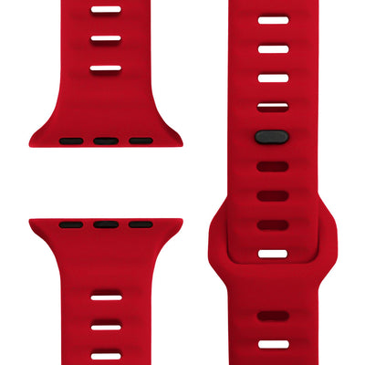 NALIA Motion Silikon Armband kompatibel mit Apple Watch Armband iWatch Series Ultra/SE 10 9 8 7 6 5 4 3 2 1, 42/44/45/46/49mm, Ersatzarmband Sportarmband Steck-Pin Verschluss Karminrot NALIA Silikon Armband