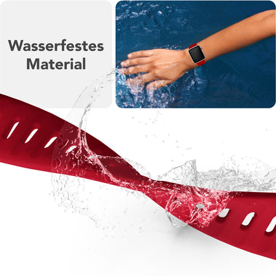 NALIA Motion Silikon Armband kompatibel mit Apple Watch Armband iWatch Series Ultra/SE 10 9 8 7 6 5 4 3 2 1, 42/44/45/46/49mm, Ersatzarmband Sportarmband Steck-Pin Verschluss Karminrot NALIA Silikon Armband