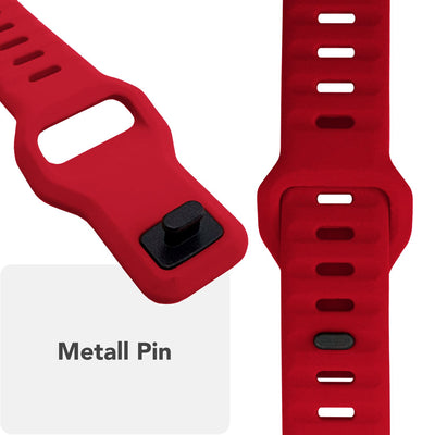 NALIA Motion Silikon Armband kompatibel mit Apple Watch Armband iWatch Series Ultra/SE 10 9 8 7 6 5 4 3 2 1, 42/44/45/46/49mm, Ersatzarmband Sportarmband Steck-Pin Verschluss Karminrot NALIA Silikon Armband