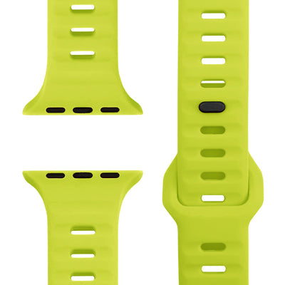 NALIA Motion Silikon Armband kompatibel mit Apple Watch Armband iWatch Series Ultra/SE 10 9 8 7 6 5 4 3 2 1, 42/44/45/46/49mm, Ersatzarmband Sportarmband Steck-Pin Verschluss Neon Gelb NALIA Silikon Armband