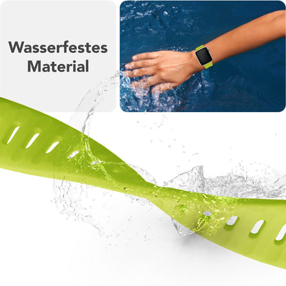 NALIA Motion Armband für Apple Watch Ultra/SE/10/9/8/7/6/5/4/3/2/1, Gehäusegröße 42/44/45/46/49mm, Soft Silikon Ersatz Sportarmband mit Steck-Pin Verschluss Neon Gelb NALIA Silikon Armband