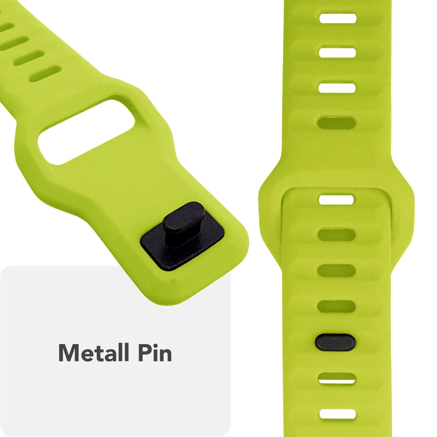 NALIA Motion Armband für Apple Watch Ultra/SE/10/9/8/7/6/5/4/3/2/1, Gehäusegröße 42/44/45/46/49mm, Soft Silikon Ersatz Sportarmband mit Steck-Pin Verschluss Neon Gelb NALIA Silikon Armband