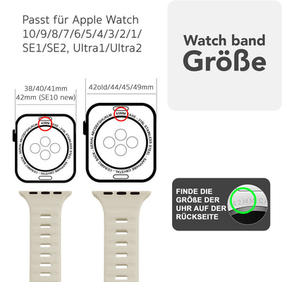 NALIA Motion Silikon Armband kompatibel mit Apple Watch Armband iWatch Series Ultra/SE 10 9 8 7 6 5 4 3 2 1, 42/44/45/46/49mm, Ersatzarmband Sportarmband Steck-Pin Verschluss Polarstern NALIA Silikon Armband