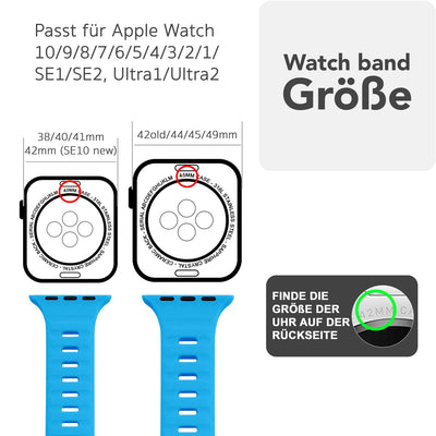 NALIA Motion Silikon Armband kompatibel mit Apple Watch Armband iWatch Series Ultra/SE 10 9 8 7 6 5 4 3 2 1, 42/44/45/46/49mm, Ersatzarmband Sportarmband Steck-Pin Verschluss Königsblau NALIA Silikon Armband