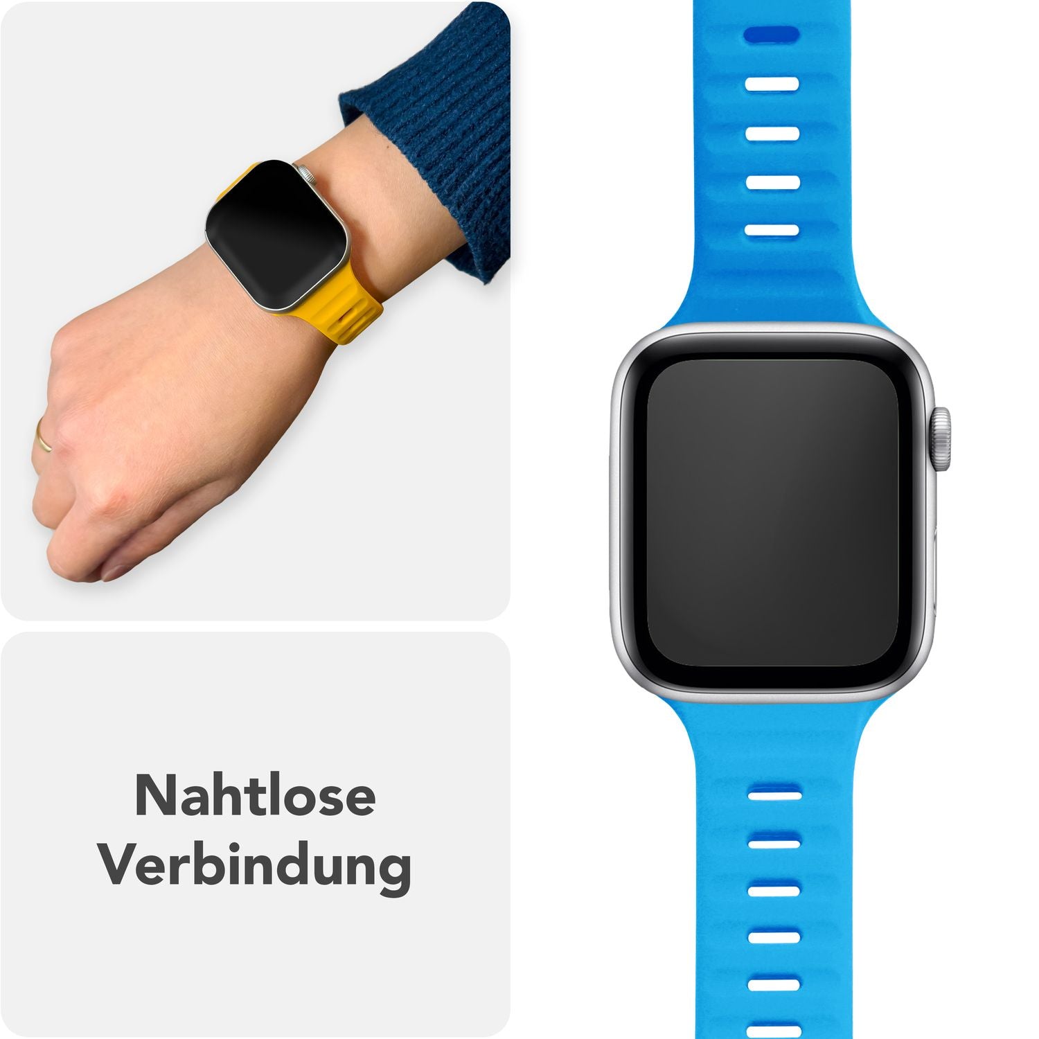 NALIA Motion Armband für Apple Watch Ultra/SE/10/9/8/7/6/5/4/3/2/1, Gehäusegröße 42/44/45/46/49mm, Soft Silikon Ersatz Sportarmband mit Steck-Pin Verschluss Königsblau NALIA Silikon Armband