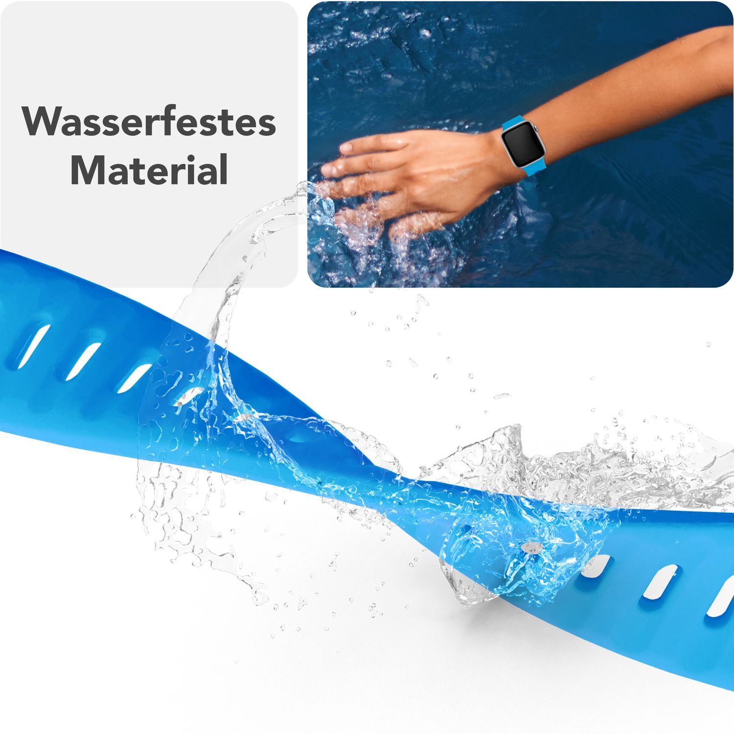 NALIA Motion Armband für Apple Watch Ultra/SE/10/9/8/7/6/5/4/3/2/1, Gehäusegröße 42/44/45/46/49mm, Soft Silikon Ersatz Sportarmband mit Steck-Pin Verschluss Königsblau NALIA Silikon Armband