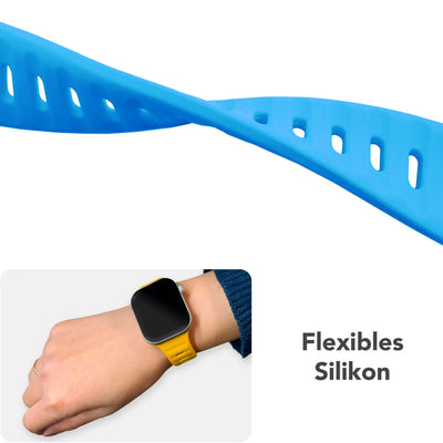 NALIA Motion Silikon Armband kompatibel mit Apple Watch Armband iWatch Series Ultra/SE 10 9 8 7 6 5 4 3 2 1, 42/44/45/46/49mm, Ersatzarmband Sportarmband Steck-Pin Verschluss Königsblau NALIA Silikon Armband
