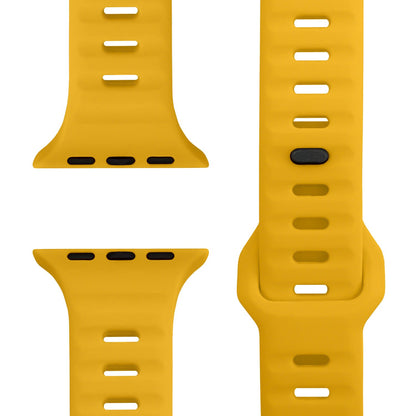 NALIA Motion Armband für Apple Watch Ultra/SE/10/9/8/7/6/5/4/3/2/1, Gehäusegröße 42/44/45/46/49mm, Soft Silikon Ersatz Sportarmband mit Steck-Pin Verschluss Sonnengelb NALIA Silikon Armband