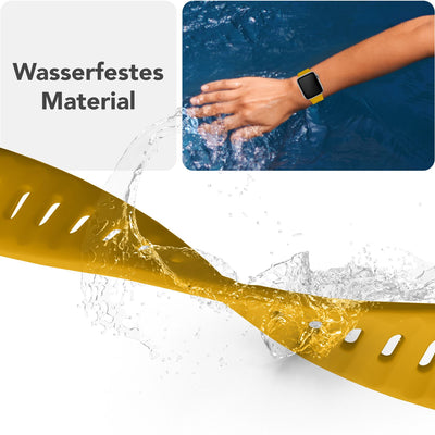 NALIA Motion Silikon Armband kompatibel mit Apple Watch Armband iWatch Series Ultra/SE 10 9 8 7 6 5 4 3 2 1, 42/44/45/46/49mm, Ersatzarmband Sportarmband Steck-Pin Verschluss Sonnengelb NALIA Silikon Armband