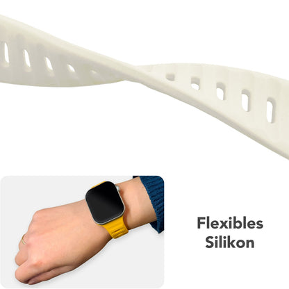 NALIA Motion Armband für Apple Watch Ultra/SE/10/9/8/7/6/5/4/3/2/1, Gehäusegröße 42/44/45/46/49mm, Soft Silikon Ersatz Sportarmband mit Steck-Pin Verschluss Nachthimmel NALIA Silikon Armband