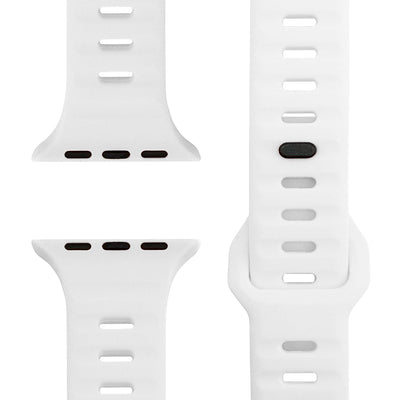 NALIA Motion Silikon Armband kompatibel mit Apple Watch Armband iWatch Series Ultra/SE 10 9 8 7 6 5 4 3 2 1, 42/44/45/46/49mm, Ersatzarmband Sportarmband Steck-Pin Verschluss Eisweiss NALIA Silikon Armband