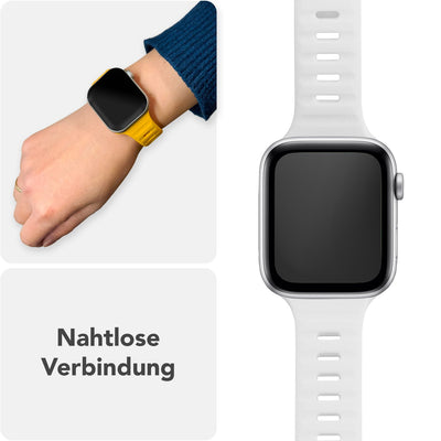 NALIA Motion Silikon Armband kompatibel mit Apple Watch Armband iWatch Series Ultra/SE 10 9 8 7 6 5 4 3 2 1, 42/44/45/46/49mm, Ersatzarmband Sportarmband Steck-Pin Verschluss Eisweiss NALIA Silikon Armband