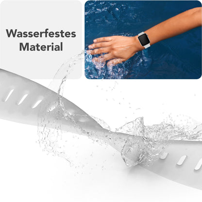 NALIA Motion Armband für Apple Watch Ultra/SE/10/9/8/7/6/5/4/3/2/1, Gehäusegröße 42/44/45/46/49mm, Soft Silikon Ersatz Sportarmband mit Steck-Pin Verschluss Eisweiss NALIA Silikon Armband