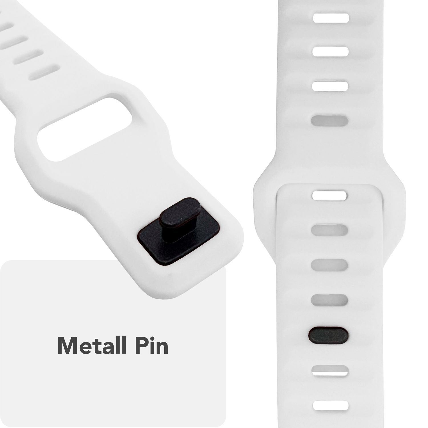 NALIA Motion Armband für Apple Watch Ultra/SE/10/9/8/7/6/5/4/3/2/1, Gehäusegröße 42/44/45/46/49mm, Soft Silikon Ersatz Sportarmband mit Steck-Pin Verschluss Eisweiss NALIA Silikon Armband