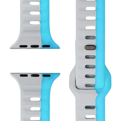NALIA Motion Silikon Armband kompatibel mit Apple Watch Armband iWatch Series Ultra/SE 10 9 8 7 6 5 4 3 2 1, 42/44/45/46/49mm, Ersatzarmband Sportarmband Steck-Pin Verschluss Sturmblau Grau NALIA Silikon Armband