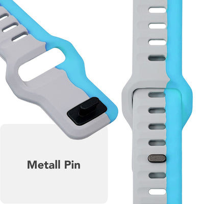 NALIA Motion Silikon Armband kompatibel mit Apple Watch Armband iWatch Series Ultra/SE 10 9 8 7 6 5 4 3 2 1, 42/44/45/46/49mm, Ersatzarmband Sportarmband Steck-Pin Verschluss Sturmblau Grau NALIA Silikon Armband