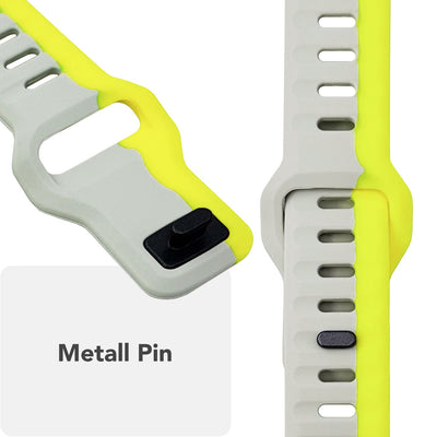 NALIA Motion Silikon Armband kompatibel mit Apple Watch Armband iWatch Series Ultra/SE 10 9 8 7 6 5 4 3 2 1, 42/44/45/46/49mm, Ersatzarmband Sportarmband Steck-Pin Verschluss Leuchtgelb Grau NALIA Silikon Armband