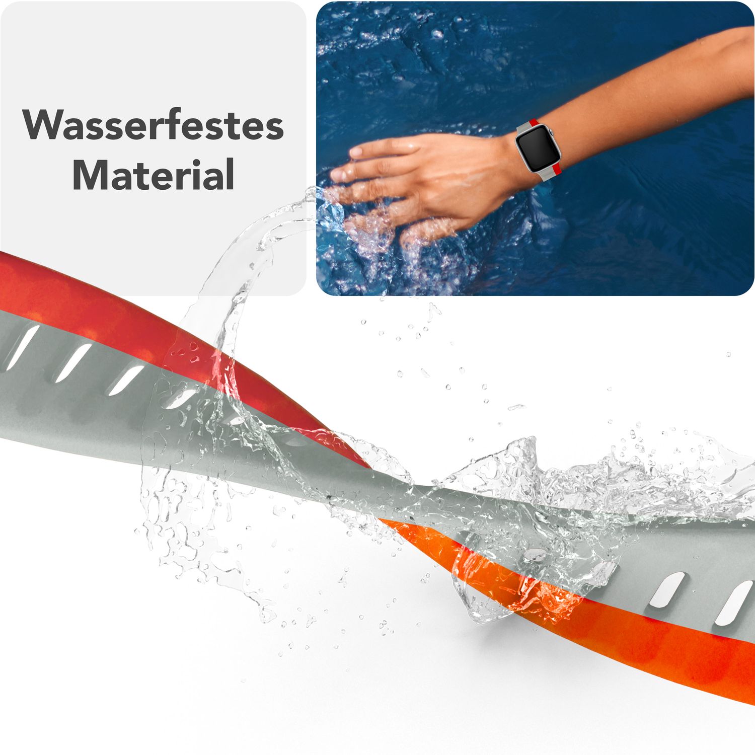 NALIA Motion Armband für Apple Watch Ultra/SE/10/9/8/7/6/5/4/3/2/1, Gehäusegröße 42/44/45/46/49mm, Soft Silikon Ersatz Sportarmband mit Steck-Pin Verschluss Rubinrot Grau NALIA Silikon Armband