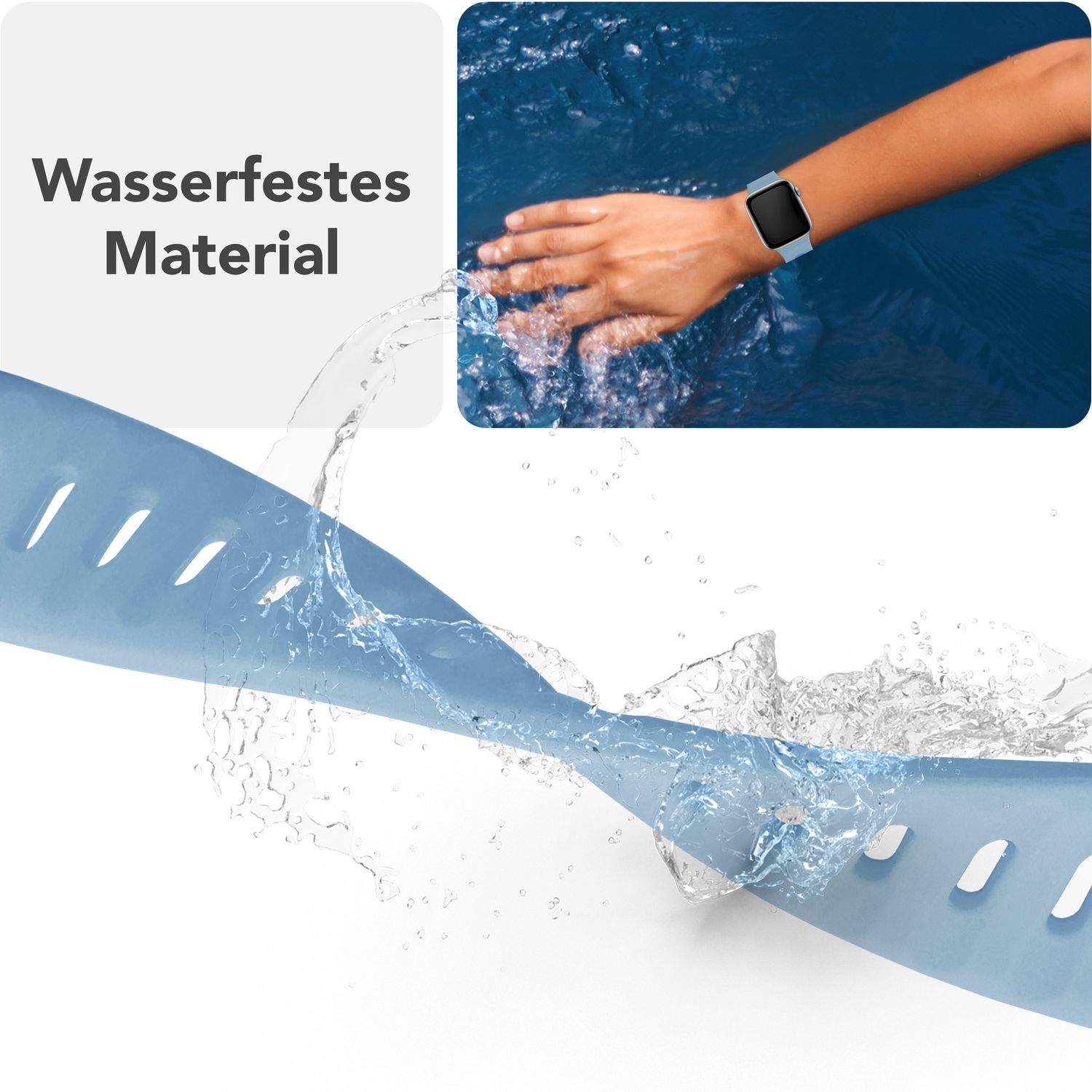 NALIA Motion Armband für Apple Watch Ultra/SE/10/9/8/7/6/5/4/3/2/1, Gehäusegröße 42/44/45/46/49mm, Soft Silikon Ersatz Sportarmband mit Steck-Pin Verschluss Ozeanblau NALIA Silikon Armband