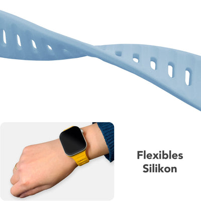 NALIA Motion Silikon Armband kompatibel mit Apple Watch Armband iWatch Series Ultra/SE 10 9 8 7 6 5 4 3 2 1, 42/44/45/46/49mm, Ersatzarmband Sportarmband Steck-Pin Verschluss Ozeanblau NALIA Silikon Armband