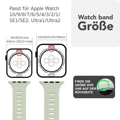 NALIA Motion Silikon Armband kompatibel mit Apple Watch Armband iWatch Series Ultra/SE 10 9 8 7 6 5 4 3 2 1, 42/44/45/46/49mm, Ersatzarmband Sportarmband Steck-Pin Verschluss Pazifikgrün NALIA Silikon Armband